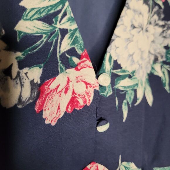 Banana Republic Womens Top Size Small Petite Blue Floral Boho Peplum - Picture 4 of 10